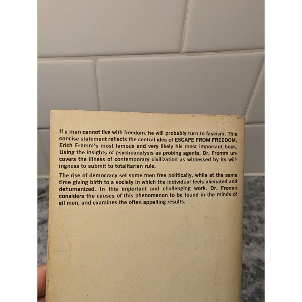 Escape From Freedom Erich From 1965 Paperback‎ - Discus Books